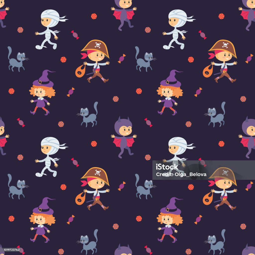 Halloween Character Pattern Seamless Pattern With Traditional Characters Of Halloween Stock ...