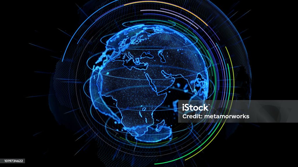 Concepto de red de comunicación global. - Foto de stock de Globo terráqueo libre de derechos