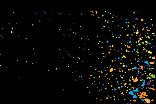 istock Abstract color splash illustration on black background. Colorful confetti on dark background. Calligraphy ink drop on paper random pattern background in color. 1019739688