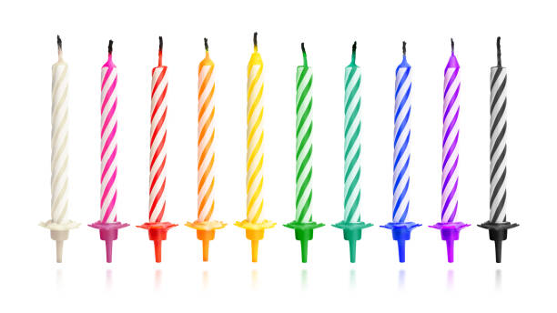 istock Burned birthday candles isolated on white background. Colorful collection. ( Clipping path ) 1019754788