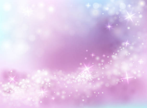 Shine sparkling background vector illustration Sparkling light shine vector illustraiton of sky purple and blue background with twinkling stars and bokeh blur wave effect holiday vacations party mirrored pattern stock illustrations