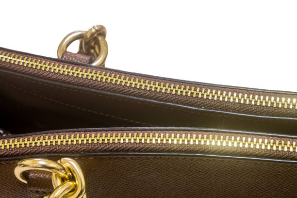 istock Golden zipper on a leather bag 1019775364