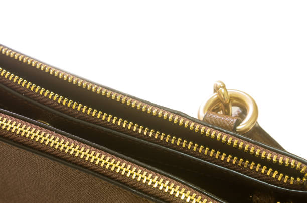 istock Golden zipper on a leather bag 1019775744