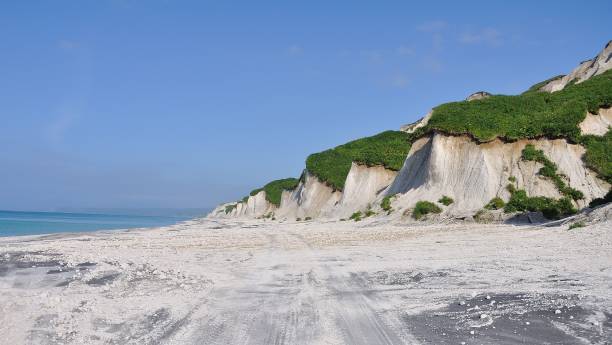 pumice and white sand of iturup island