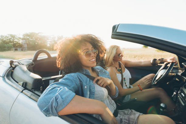 istock Road trip with friends and cabriolet 1019788634