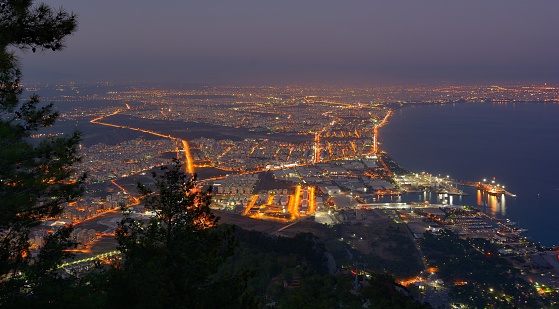 view of the night Antalya\n from the top of the cable car to tunektepe mountain