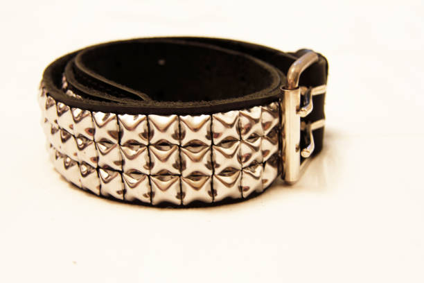istock Black leather belt isolated on the white background 1019802652