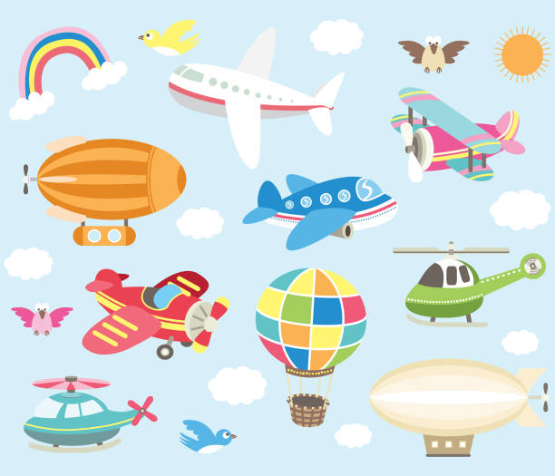 Air Transportation Elements A vector illustration of Air Transportation Elements. Perfect for invitations, blog, web design, graphic design,embroidery, scrapbook, scrapbook elements, papers, card making, stationery, paper crafts and so much more! airplane clipart stock illustrations