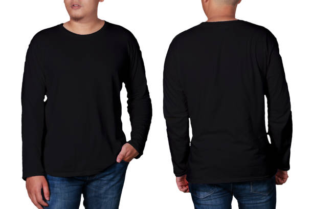 istock Black Long Sleeved Shirt Design Template 1019810224