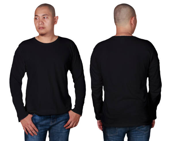 istock Black Long Sleeved Shirt Design Template 1019810412