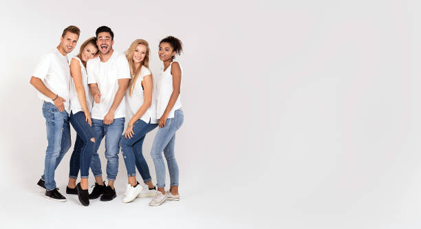 istock Group of smiling people having fun together. 1019816444