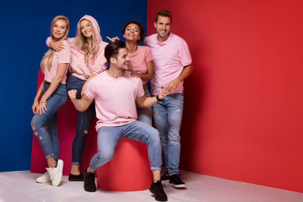 istock Group of smiling people having fun together. 1019817004