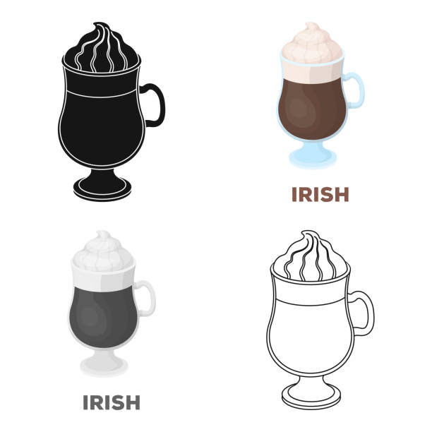 ilustrações, clipart, desenhos animados e ícones de xícara de café irlandês. diferentes tipos de ícone único café em desenho animado estilo vector símbolo conservado em estoque ilustração web. - backgrounds bean drink caffeine