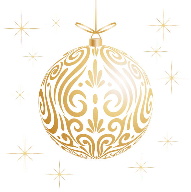 Maori koru gold xmas bauble decoration ball for Christmas tree Maori koru gold xmas bauble decoration ball for Christmas tree Grouped and layered vector koru pattern stock illustrations