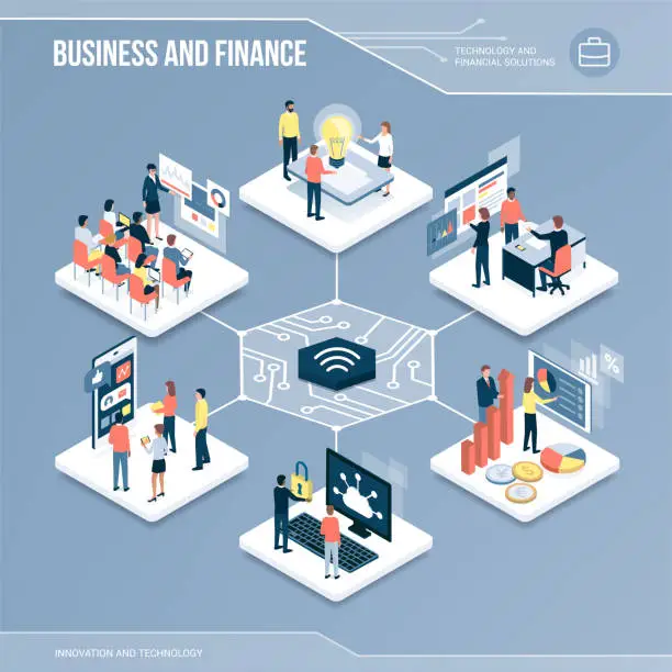 Vector illustration of Digital core: business and finance