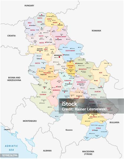 Administrative And Political Map Of The Republic Of Serbia Stock Illustration - Download Image Now