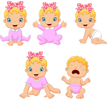 Ilustración de Dibujos Animados Niña Bebé En Diferentes Expresiones y más  Vectores Libres de Derechos de Niñas - iStock