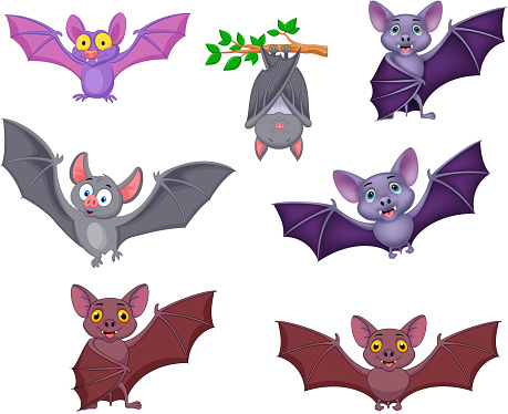 Cartoon bats collection set