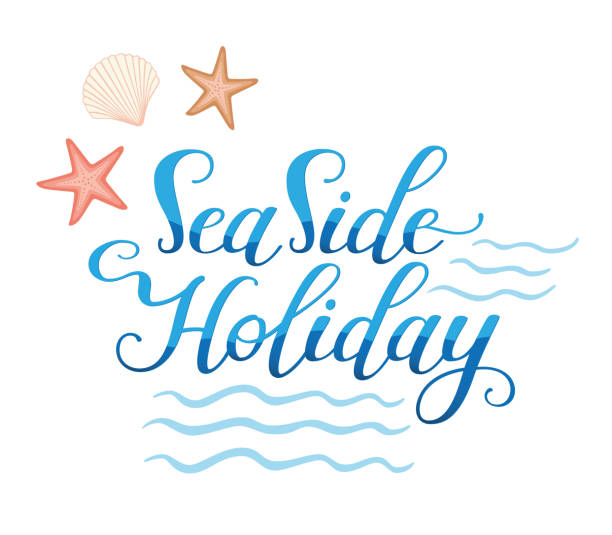 Seaside Holidays Text vector art illustration