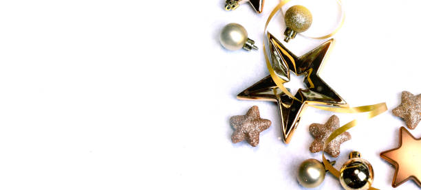 istock Christmas background. Christmas ornaments on the white 1019845860