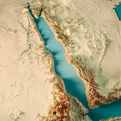 Mar rojo Color de mapa topográfico de Render 3D photo