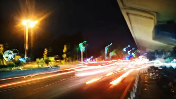 Long exposure fit of busy traffic.