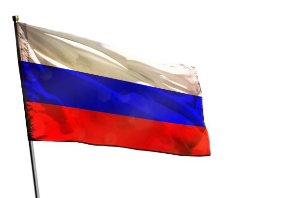 istock Fluttering Russia flag on clear white background isolated. 1019854640