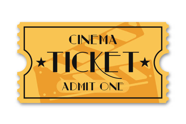 Cinema ticket isolated on background. Vintage admission movie ticket template Cinema ticket isolated on background. Vintage admission movie ticket template. Vector cinema ticket stock illustrations