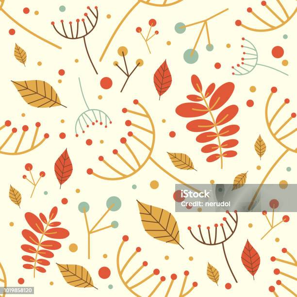 Autumn Pattern With Small Autumn Leaves Stock Illustration - Download Image Now - Abstract, Acorn, Art