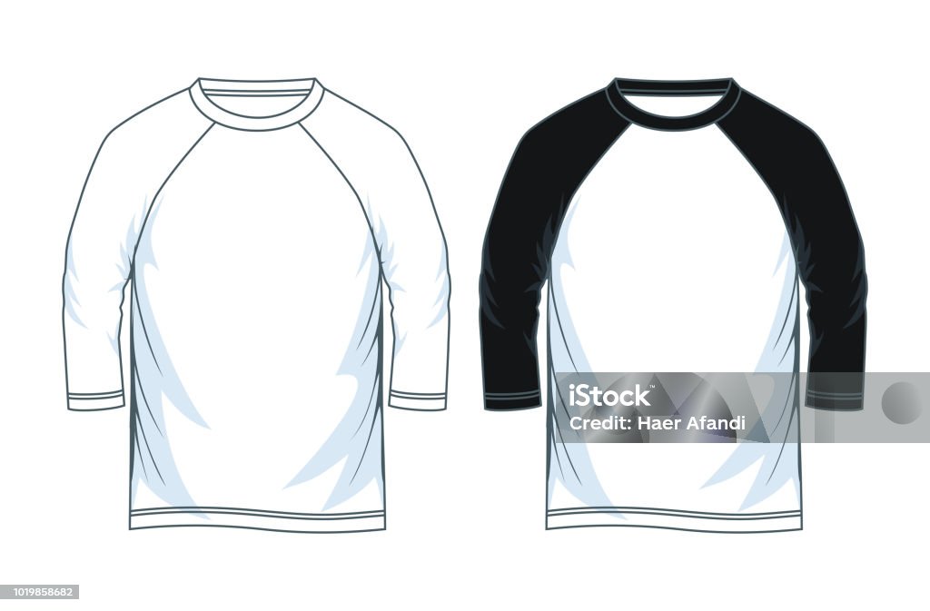 drei Viertel Länge Ärmel raglan Shirts. - Lizenzfrei 25-Cent-Stück Vektorgrafik