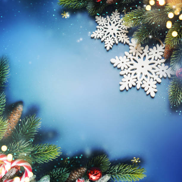 istock Christmas background with branch and ornaments 1019863192