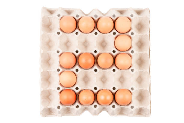 istock Raw brown Chicken Eggs In paper container tray box arranged look like Number  is 