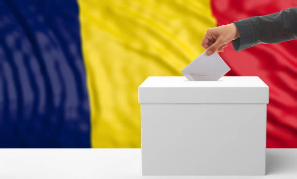 istock Voter on a Chad flag background. 3d illustration 1019876398