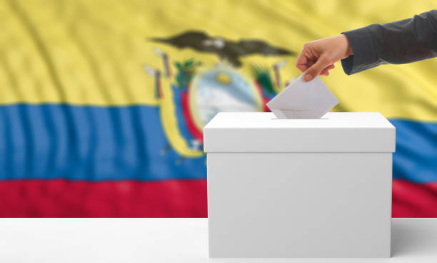 istock Voter on an Ecuador flag background. 3d illustration 1019876410