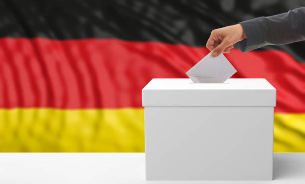 Voter on a Germany flag background. 3d illustration