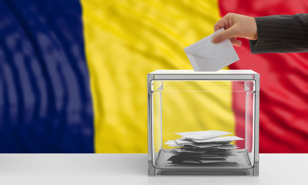 istock Voter on a Chad flag background. 3d illustration 1019876464