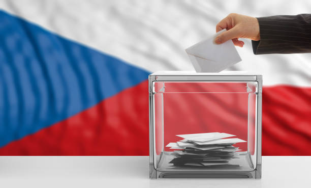 istock Voter on a Czech Republic flag background. 3d illustration 1019876466