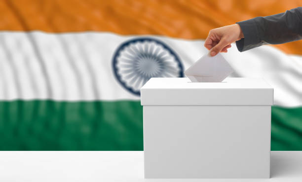 istock Voter on an India flag background. 3d illustration 1019886412
