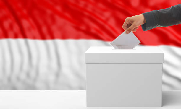 Voter on an Indonesia flag background. 3d illustration stock photo