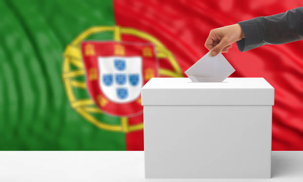 istock Voter on a Portugal flag background. 3d illustration 1019886436