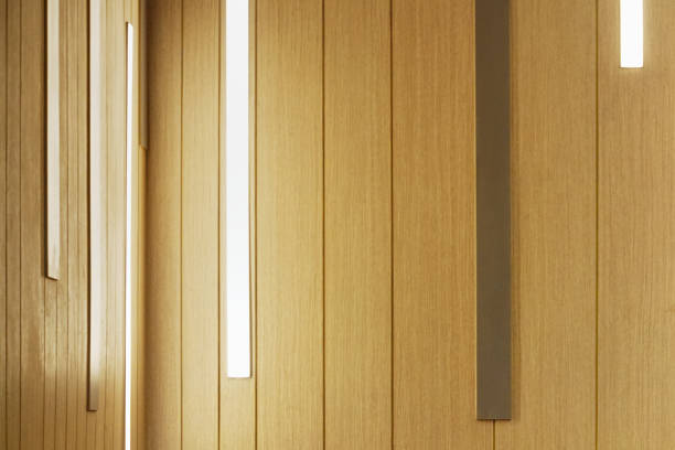 istock Full Frame Background of Illuminated Wooden Walls 1019886442