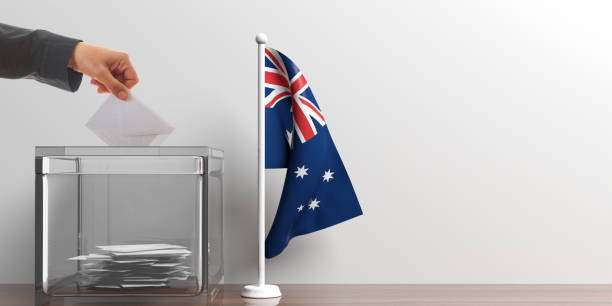 istock Ballot box and a small Australia flag. 3d illustration 1019889710