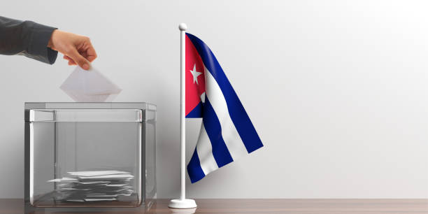 istock Ballot box and a small Cuba flag. 3d illustration 1019889788