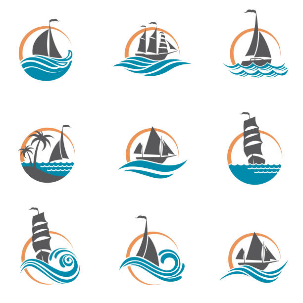 bildbanksillustrationer, clip art samt tecknat material och ikoner med segelbåt och yacht ikoner - harbour windy