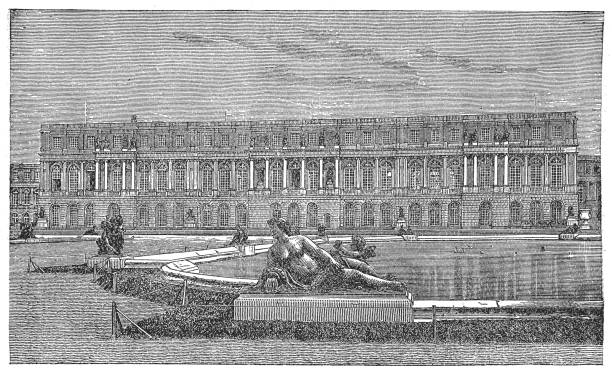 ilustraciones, imágenes clip art, dibujos animados e iconos de stock de castillo de versalles - chateau de versailles