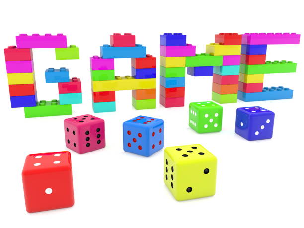 istock Game concept built from toy bricks with dice around 1019902722