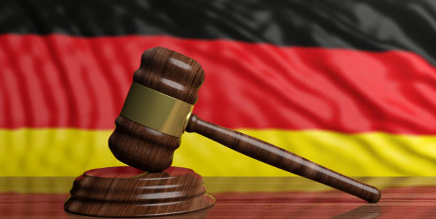 istock Auction gavel on Germany flag background. 3d illustration 1019902750