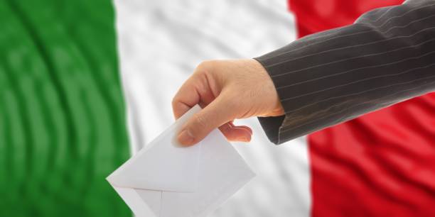 istock Voter on Italy flag background. 3d illustration 1019902792