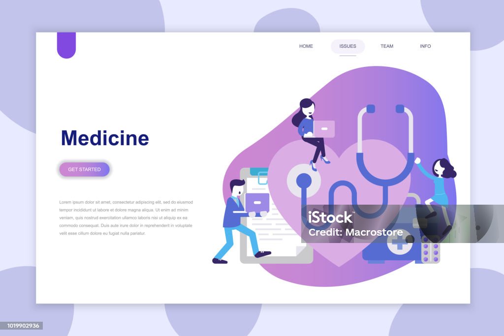 Moderno concetto di design piatto di Medicina per sito web e sito web mobile. - arte vettoriale royalty-free di Sanità e medicina