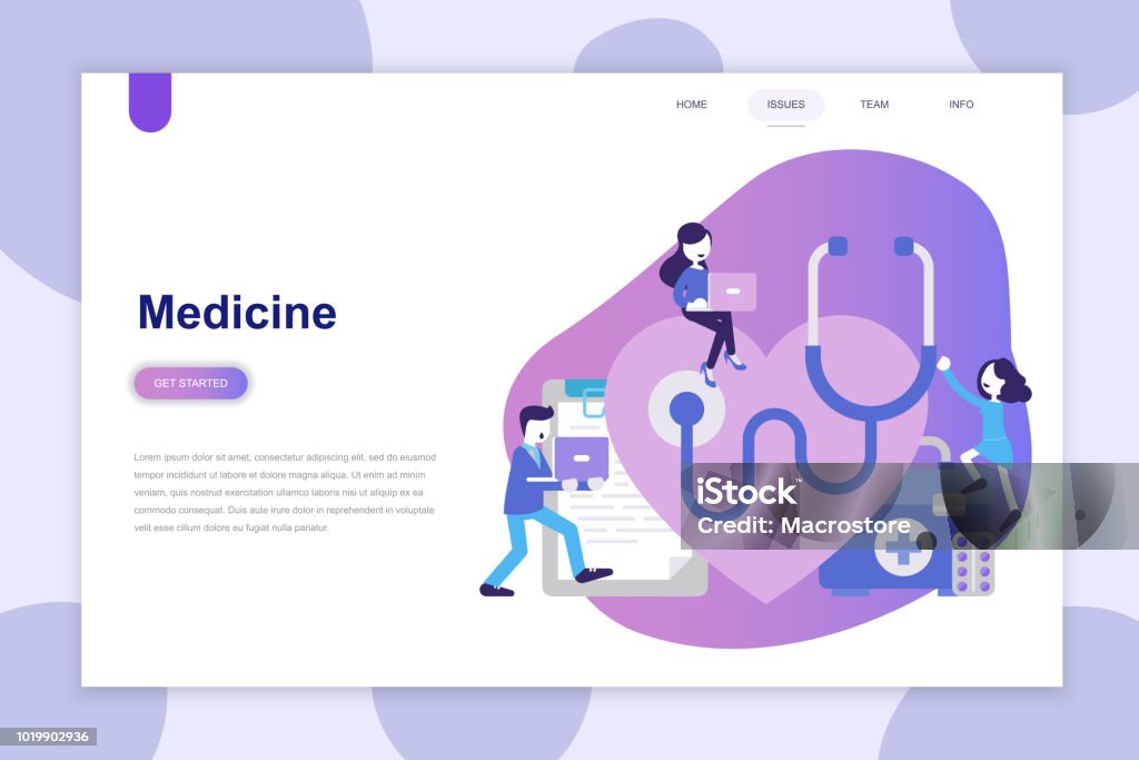 ウェブサイトや携帯サイトの医学のモダンなフラット デザイン コンセプト。 - ヘルスケアと医療のロイヤリティフリーベクトルアート